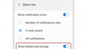 Show Galaxy Note 20 Battery Percentage