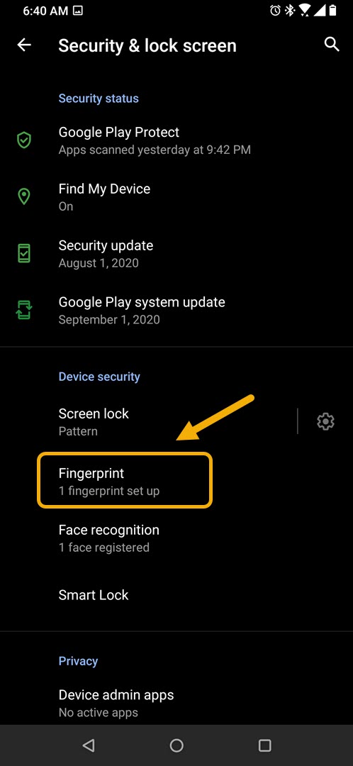 tap fingerprint