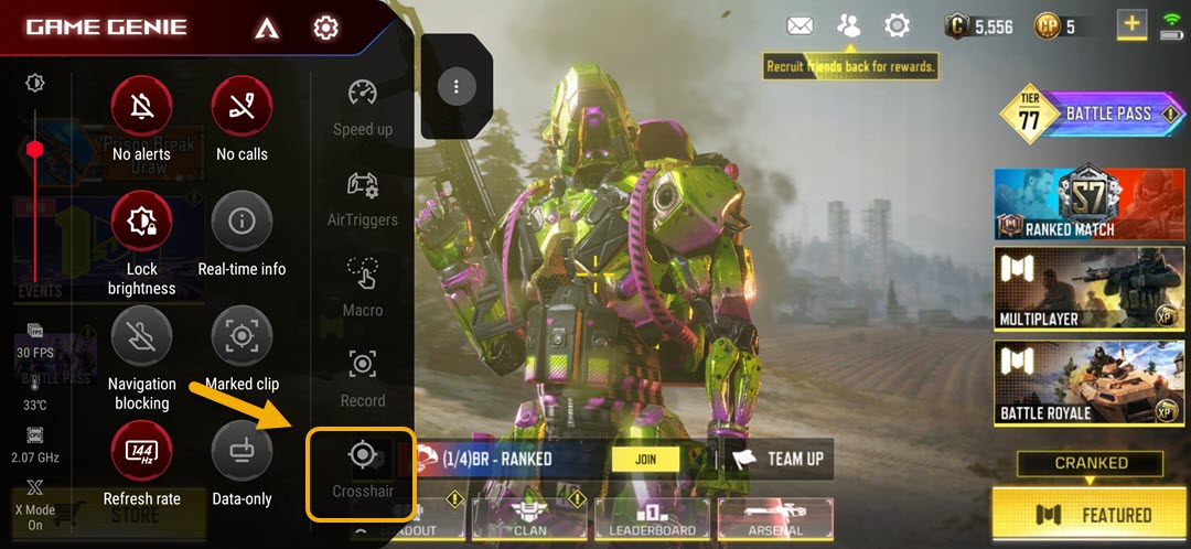 Using the crosshair feature in your Asus ROG Phone