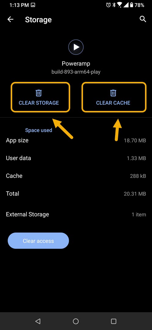 clear storage clear cache