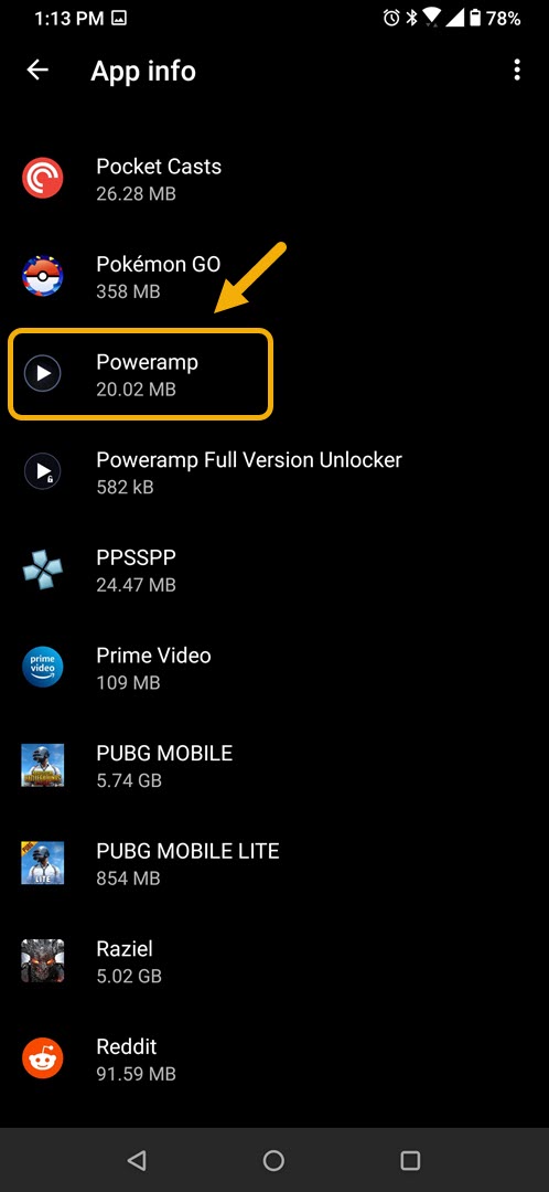 tap on poweramp